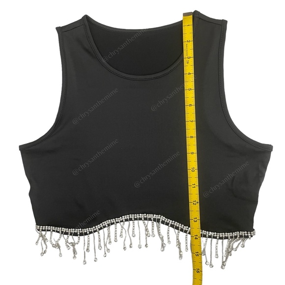 NWT • Rhinestone Fringe Crop Tank Top - Picture 7 of 9